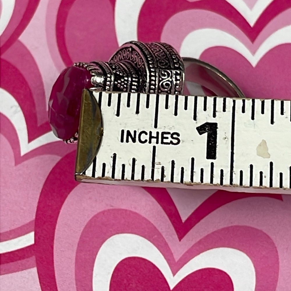 Huge Ruby Silver Ring - image 7